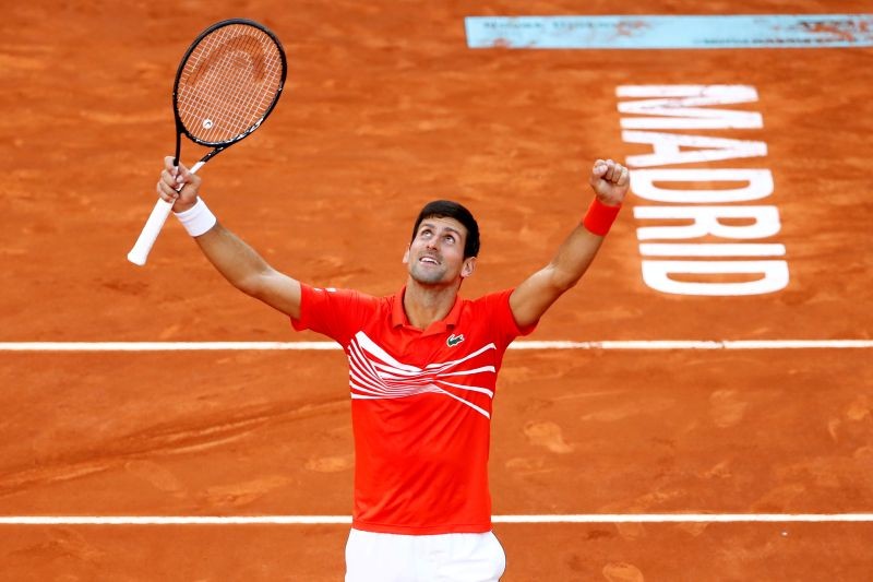 FILE PHOTO: Serbia's Novak Djokovic celebrates winning the final against Greece's Stefanos Tsitsipas REUTERS/Javier Barbancho/File Photo