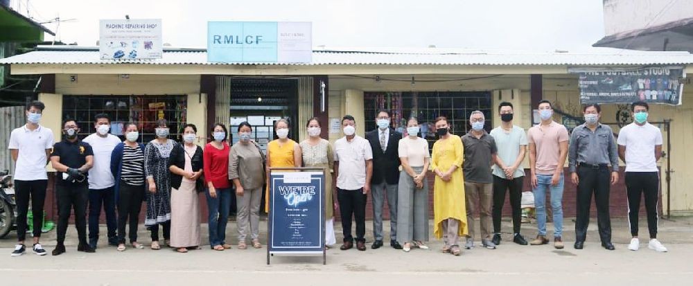 Rev Dr Tseibu Rutsa and others during the dedication of RMLCF Aid Centre in Kohima on August 12.