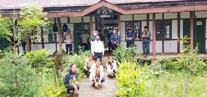 Cadets, Associated NCC officers and instructors of the army during the plantation drive held on August 28.