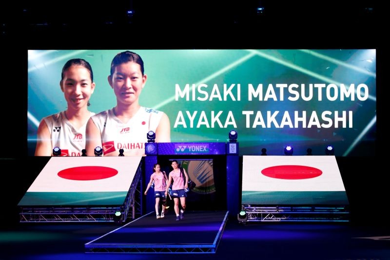 Japan's Misaki Matsutomo and Ayaka Takahashi before their Women's doubles semi final match against Japan's Yuki Fukushima and Sayaka Hirota Action Images via Reuters/Andrew Boyers