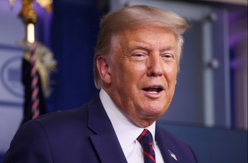 U.S. President Donald Trump smiles as he addresses a coronavirus disease (COVID-19) pandemic briefing in the Brady Press Briefing Room of the White House in Washington, US on August 4, 2020. (REUTERS Photo)