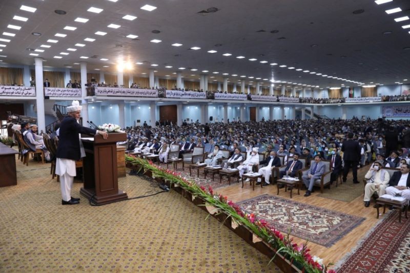 Afghanistan's President Ashraf Ghani speaks during a consultative grand assembly, known as Loya Jirga, in Kabul, Afghanistan on August 7, 2020. (REUTERS Photo)