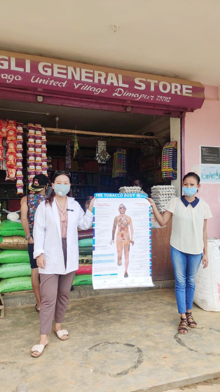 Naga United AB-HWC, Dimapur organised a Tobacco free campaign where CHO (Community Health Officer)  Atahulu Tetseo emphasised on the banning of tobacco by the State Tobacco Control Cells (STCCs). She also noted that during the COVID-19 pandemic outbreak, it is even more hazardous to chew tobacco and spit in public as it could increase the spread of virus. The CHO also appealed the village authority to continue support banning of tobacco in the village.