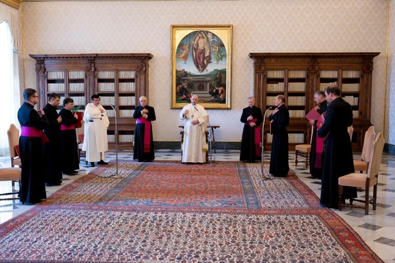 Pope Francis attends the weekly general audience, held virtually due to COVID-19 at the Vatican on August 12, 2020. (REUTERS File Photo)