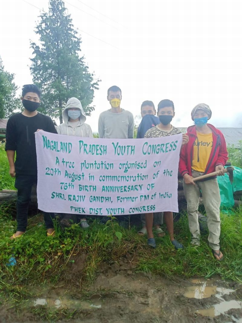 Phek District Youth Congress under the aegis of Nagaland Pradesh Youth Congress undertook tree plantation on August 20 in commemoration of the 76th birth anniversary of Rajiv Gandhi, former Prime Minister of India. 