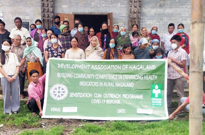 The Development Association of Nagaland (DAN) sensitized the citizens of Phenshúnyu Village on the COVID-19 pandemic at Panchayat Hall on August 22 and handed food items to ten families and also handed over hand sanitizer, soap and mask to the council office. The village council extended its gratitude to Rokosenuo APM & Sedye MIS for coming to the village in spite of the bad road conditions. 