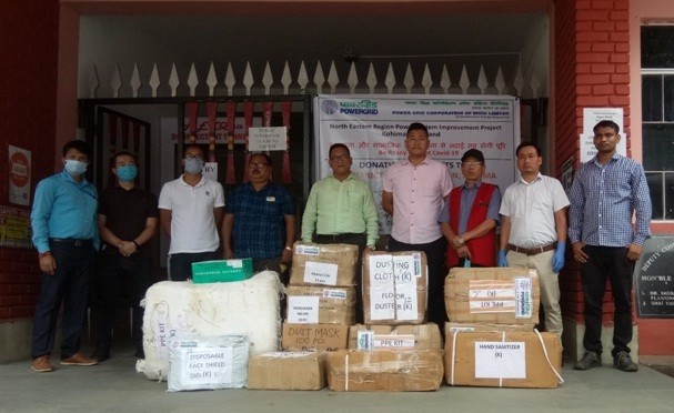 Officials of POWERGRID, NERPSIP, Nagaland handing over PPE Kit and other items to the District Administration, Kohima on August 25. (Photo Courtesy: POWERGRID, Kohima)