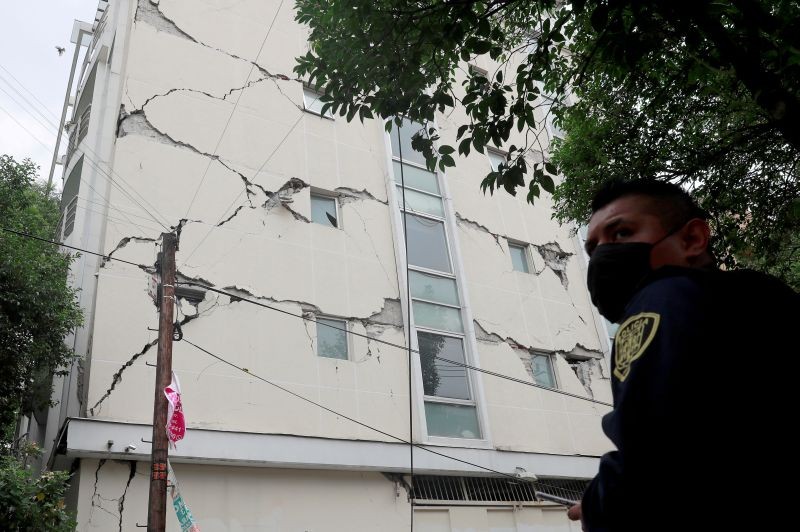 A damaged building is seen after an earthquake in Mexico City, Mexico on June 23, 2020. The building had already been damaged in a 2017 earthquake. (REUTERS File Photo)