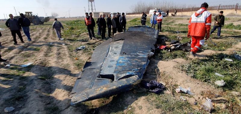 General view of the debris of the Ukraine International Airlines, flight PS752, Boeing 737-800 plane that crashed after take-off from Iran's Imam Khomeini airport, on the outskirts of Tehran, Iran on January 8, 2020 is seen in this screen grab obtained from a social media video. (REUTERS File Photo)