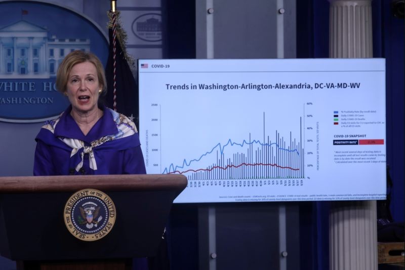 Dr. Deborah Birx, the White House coronavirus response coordinator, addresses a news conference about the coronavirus disease (COVID-19) pandemic in the Brady Press Briefing Room at the White House in Washington, US on May 22, 2020. (REUTERS File Photo)