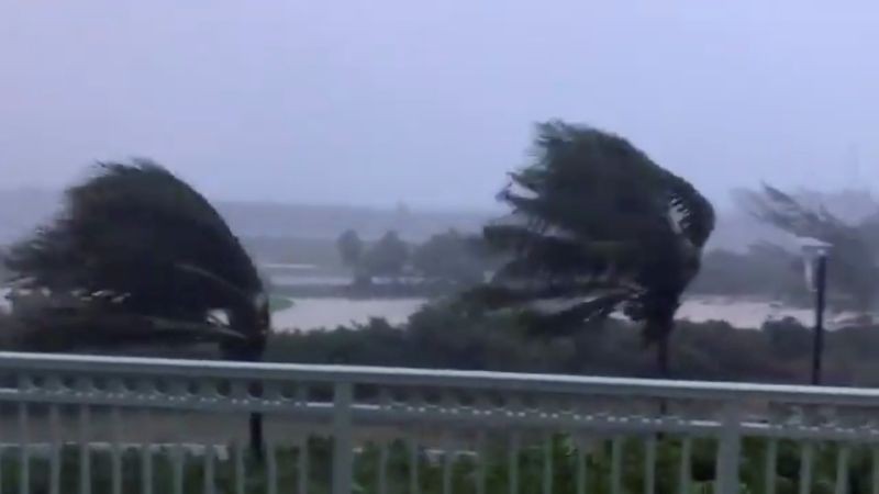 Trees are buffeted by strong winds as Hurricane Isaias hits the Bahamas on July 31, 2020 in this still image taken from social media video, filmed from the Grand Isle Resort and Spa at Emerald Bay, Great Exuma.(REUTERS Photo)
