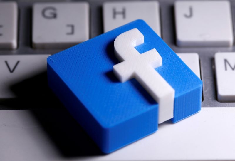 A 3D-printed Facebook logo is seen placed on a keyboard in this illustration taken on March 25, 2020. (REUTERS File Photo)