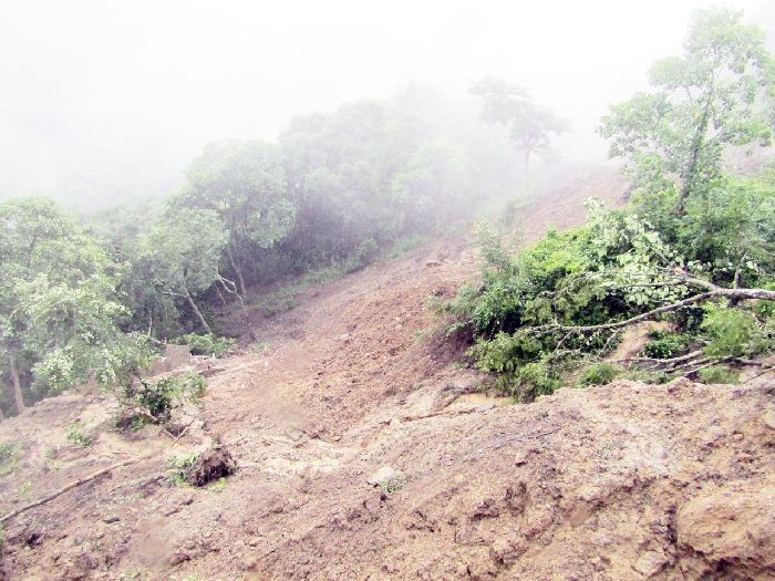 Restoration of the Pholami-Phek road which was damaged by heavy landslides will reportedly take 3-4 days. (Morung Photo)