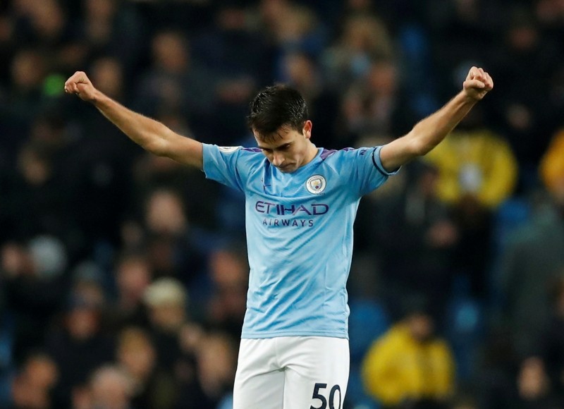 Manchester City's Eric Garcia celebrates after the match Action Images via Reuters/Andrew Boyers