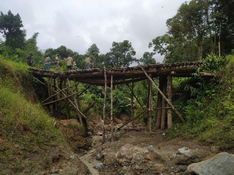 The damaged bridge near the Assam-Nagaland border in Mokokchung district. (Photo courtesy: EE, PWD (NH), Mokokchung Division)