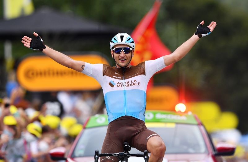 Cycling - Tour de France - Stage 8 - Cazeres-sur-Garonne to Loudenvielle - France - September 5, 2020. AG2r La Mondiale rider Nans Peters of France wins the stage. Pool via REUTERS/Stuart Franklin