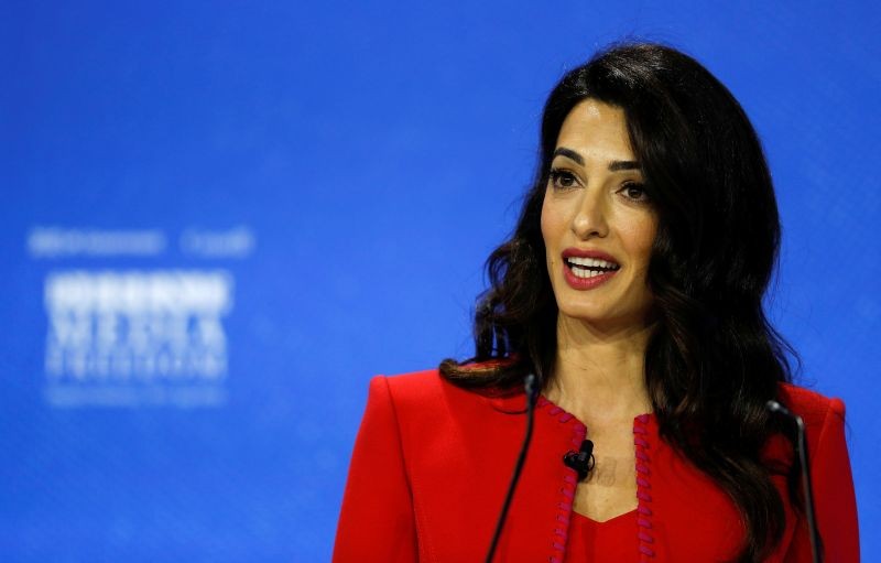 Human rights lawyer Amal Clooney attends the Global Conference for Media Freedom in London, Britain on July 10, 2019. (REUTERS File Photo)