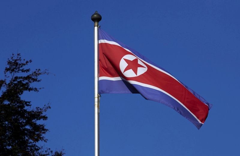A North Korean flag flies on a mast at the Permanent Mission of North Korea in Geneva October 2, 2014.   (REUTERS File Photo)