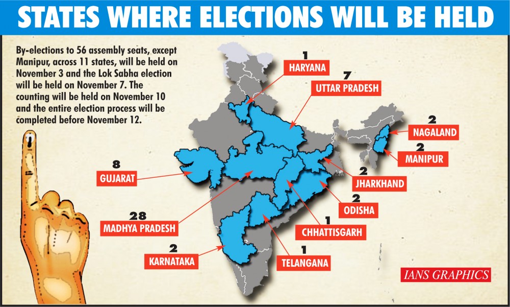 The Election Commission of India (ECI) on September 29 announced bye-elections to 56 assembly seats and one Lok Sabha seat in Bihar in the first week of November. (IANS Graphic)