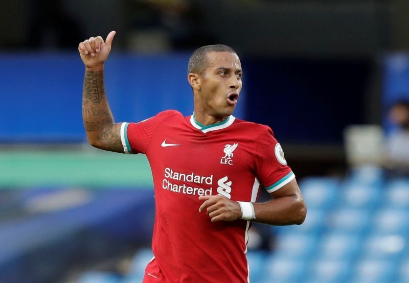 FILE PHOTO: Liverpool's Thiago reacts Pool via REUTERS/Matt Dunham/Files
