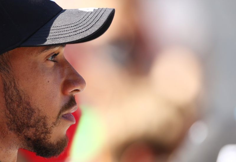 Mercedes' Lewis Hamilton before the race. Pool via REUTERS/Bryn Lennon