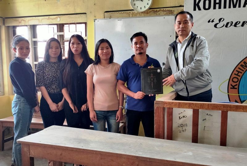 Students and NVCO president Kezhokhoto Savi during the release of Kohima Law College Students’ Union annual magazine held at Kohima Law College on September 28.