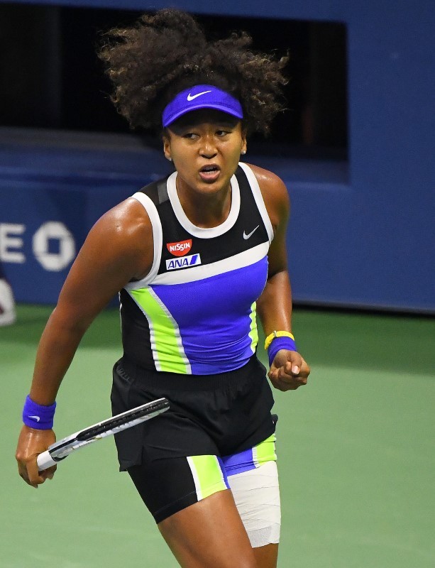 Naomi Osaka of Japan reacts after winning the first set 6-3 against Shelby Rogers of the United States. (USA TODAY Sports Photo via Reuters)