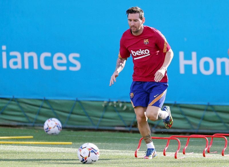 Soccer Football - FC Barcelona Training - Ciutat Esportiva Joan Gamper, Barcelona, Spain - September 7, 2020  FC Barcelona's Lionel Messi during training  FC Barcelona/Handout via REUTERS