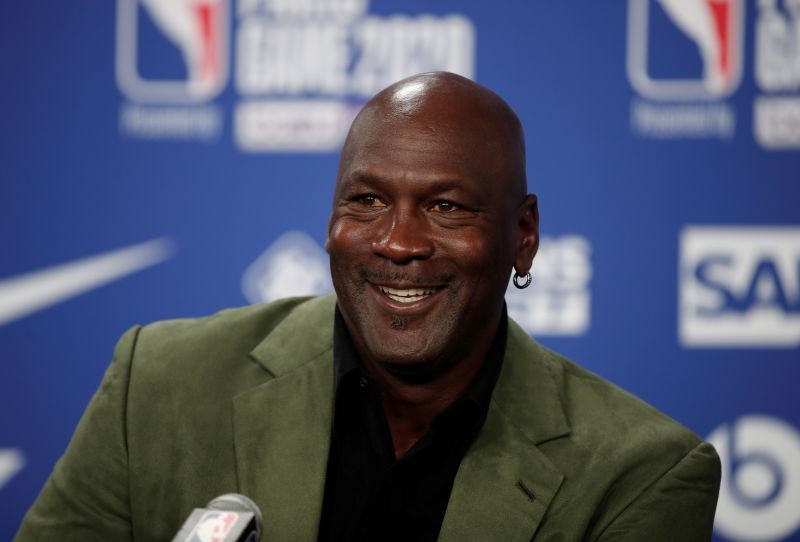 Charlotte Hornets owner Michael Jordan during a pre match press conference REUTERS/Benoit Tessier/Files