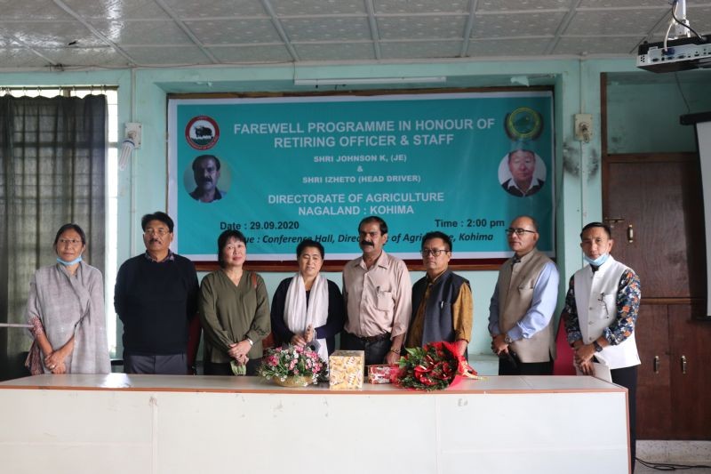 Directorate of Agriculture, Kohima officials with the retiring staff during the farewell programme held at Directorate Conference Hall on September 29.