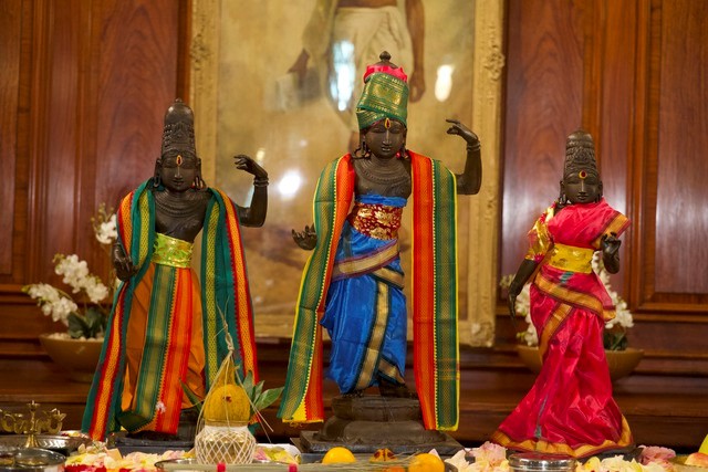 Three bronze statues returned by Britain to Indian authorities more than 40 years after they were stolen from a Hindu temple in the southern Indian state of Tamil Nadu are pictured in this undated handout obtained September 16, 2020. Metropolitan Police/Handout via REUTERS