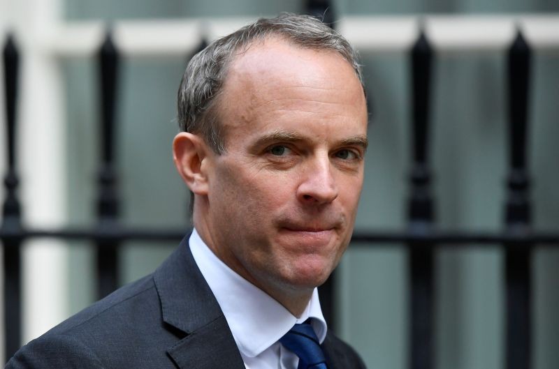 Britain's Foreign Affairs Secretary Dominic Raab is seen outside Downing Street in London, Britain on September 22, 2020. (REUTERS Photo)