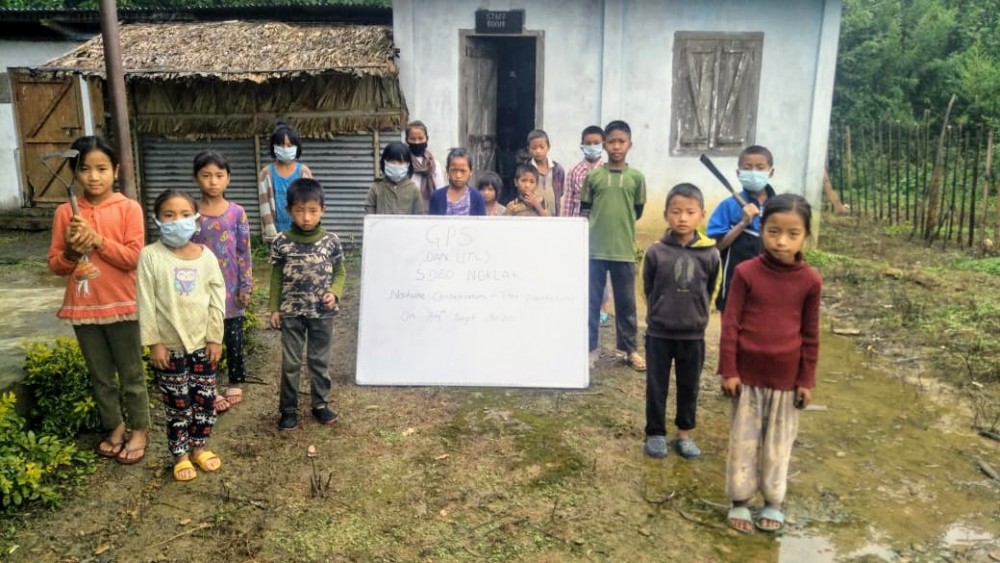 Students of GPS Dan (ITC) planted tree saplings in commemoration of 150th Birth anniversary of Mahatma Gandhi under the theme of ‘Nature Conservation’ on September 24.