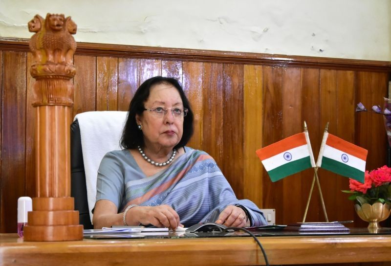 Manipur Governor Dr Najma Heptulla speaking during the video conference on September 7.