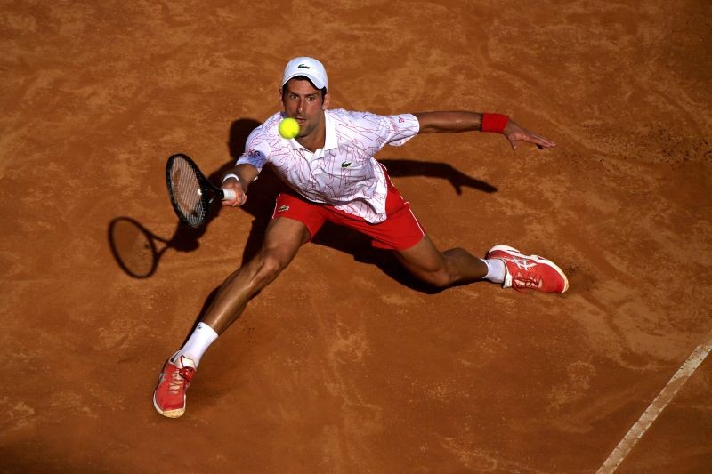 Serbia's Novak Djokovic in action during his third round match against Serbia's Filip Krajinovic. (Reuters Photo)