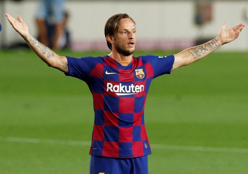 FILE PHOTO: Barcelona's Ivan Rakitic reacts, as play resumes behind closed doors following the outbreak of the coronavirus disease (COVID-19) REUTERS/Albert Gea/File Photo