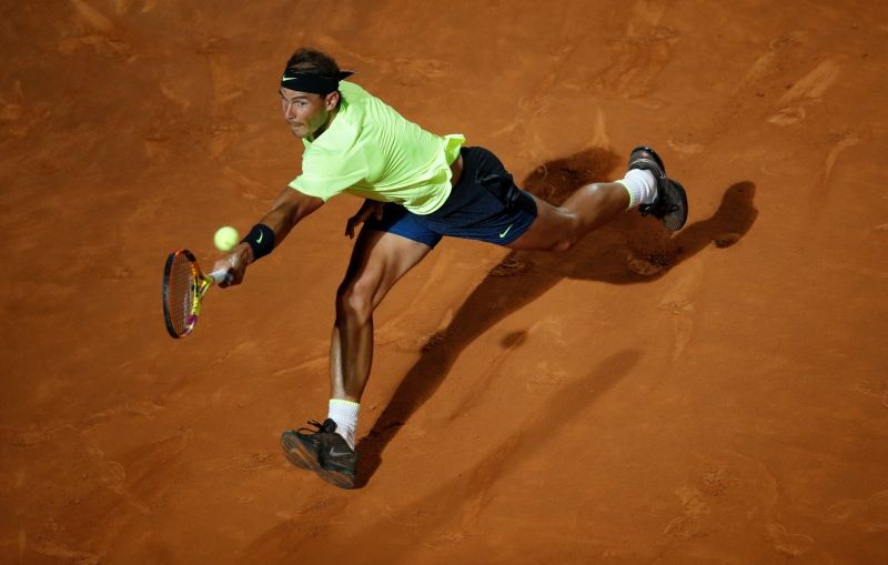 Spain's Rafael Nadal in action during his second round match against Spain's Pablo Carreno-Busta. (Reuters Photo)