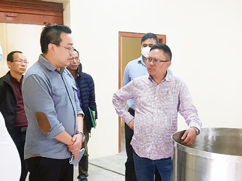 APC, Y Kikheto Sema, IAS inspecting food processing unit at Mokokchung on September 17. (Morung Photo)