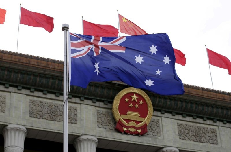 The Australian flag flutters in front of the Great Hall of the People during a welcoming ceremony for Australian Prime Minister Malcolm Turnbull (not in picture) in Beijing, China on April 14, 2016. (REUTERS File Photo)