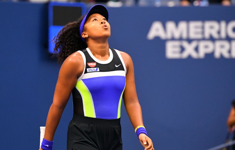 Sep 12, 2020; Flushing Meadows, New York, USA; Naomi Osaka of Japan reacts winning the third set and match against Victoria Azarenka of Belarus in the women's singles final match on day 13 of the 2020 U.S. Open tennis tournament at USTA Billie Jean King National Tennis Center. Mandatory Credit: Robert Deutsch-USA TODAY Sports/Files