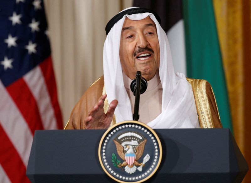 Kuwait's Emir Sheikh Sabah Al-Ahmad Al-Jaber Al-Sabah  addresses a joint news conference with U.S. President Donald Trump in the East Room of the White House in Washington, US on September 7, 2017. (REUTERS File Photo)