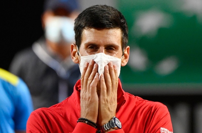 Tennis - ATP Masters 1000 - Italian Open - Foro Italico, Rome, Italy - September 21, 2020 Serbia's Novak Djokovic reacts after winning the final against Argentina's Diego Schwartzman Pool via REUTERS/Riccardo Antimiani