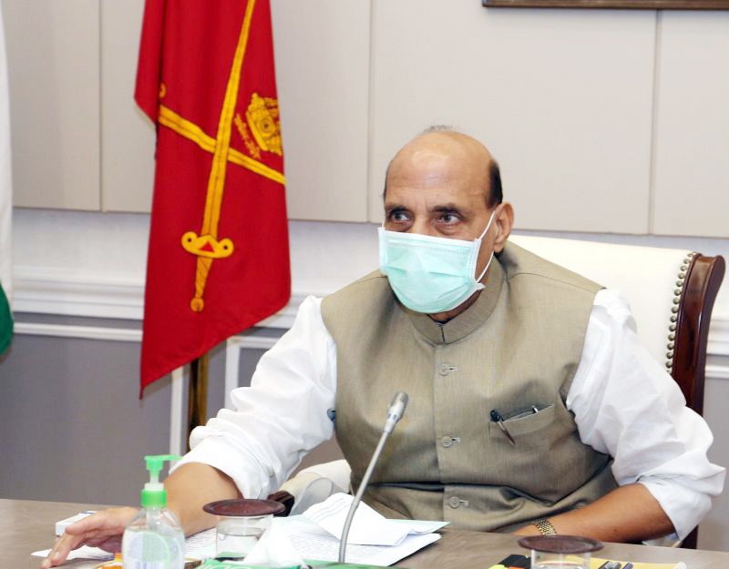 The Union Minister for Defence, Shri Rajnath Singh lays the foundation stone for Underpasses Construction at IMA Dehradun, through video Conferencing, in New Delhi on September 28. (PIB Photo)