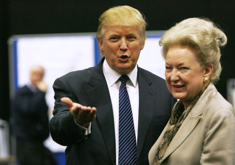 Donald Trump gestures as he stands next to his sister Maryanne Trump Barry, during a break in proceedings of the Aberdeenshire Council inquiry into his plans for a golf resort, Aberdeen, northeast Scotland June 10, 2008. (REUTERS File Photo)