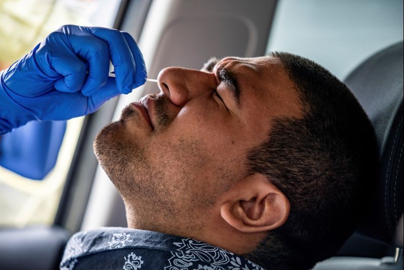 Joe Garcia is tested for the coronavirus disease (COVID-19) during its outbreak, in Austin, Texas, U.S., June 28, 2020. (REUTERS File Photo)