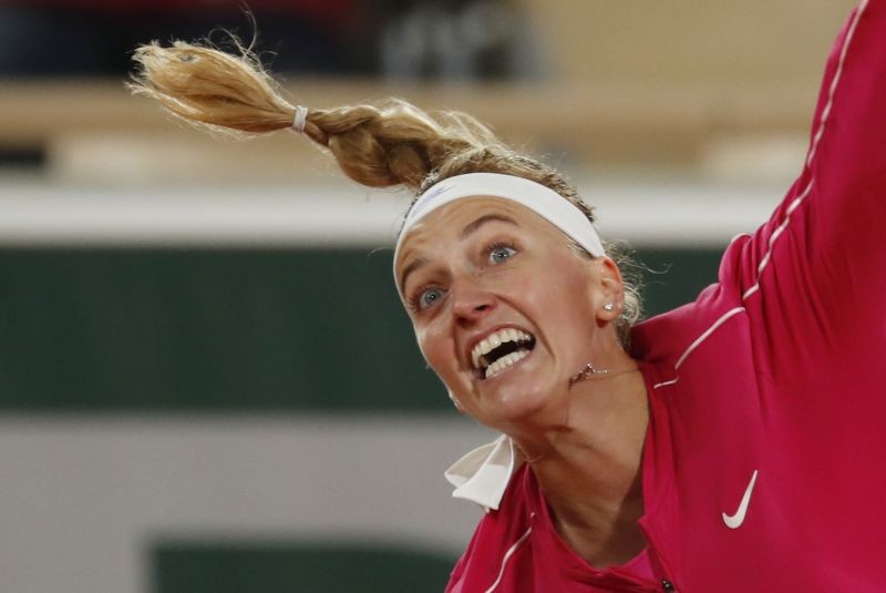 Czech Republic's Petra Kvitova in action during her first round match against France's Oceane Dodin REUTERS/Gonzalo Fuentes