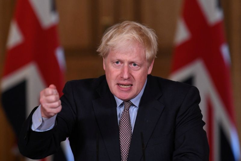 Britain's Prime Minister Boris Johnson speaks during a virtual news conference on the ongoing situation with the coronavirus disease (COVID-19), at Downing Street, London, Britain on September 9, 2020. (REUTERS File Photo)