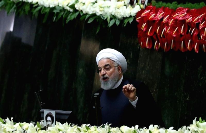 Iranian President Hassan Rouhani addresses the opening session of Iran's new parliament in Tehran, Iran on May 27, 2020. (IANS File Photo)