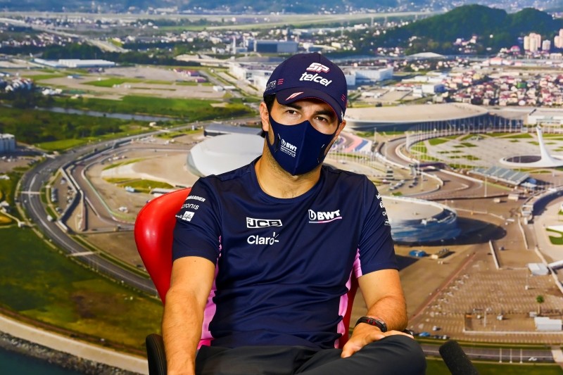 Formula One F1 - Russian Grand Prix - Sochi Autodrom, Sochi, Russia - September 24, 2020 Racing Point's Sergio Perez during the press conference FIA/Handout via REUTERS/Files