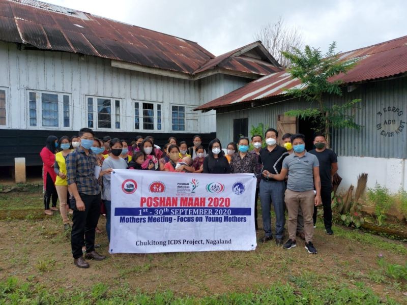 Poshan Maah event on the topic ‘COVID-19 breastfeeding and nutrition’ was held at GHSS Chukitong, Wokha on September 23. Dr Abenthung Murry, MO I/c Chukitong PHC spoke on importance of breast feeding and nutrition for growth and development with special emphasis on pregnant and nursing women and children. Dr Daisy, DNO (NTCP) shared on ill effects tobacco consumption both active and passive smokers with special emphasis on women. Mharonthung (A/C, NRLM) shared on the importance of maintenance and development of organic kitchen gardens.
